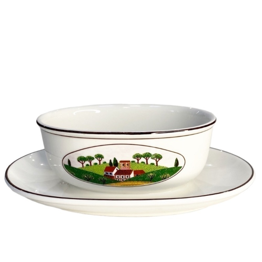 VILLEROY & BOCH Design Naif Gravy Boat Folk Art Scene Vintage Hard to Find